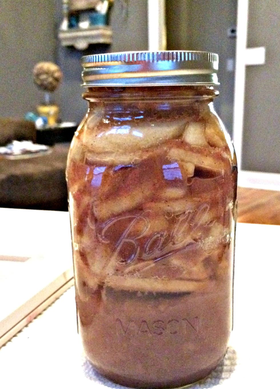 I started with homemade apple pie filling that I made last fall:-)