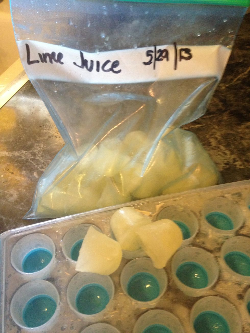 I tend to buy lots of limes and lemons when on sale. When I have too much on hand I freeze it. I don't like bottled lemon juice in any of my recipes. You won't either after you have tried freezing it.