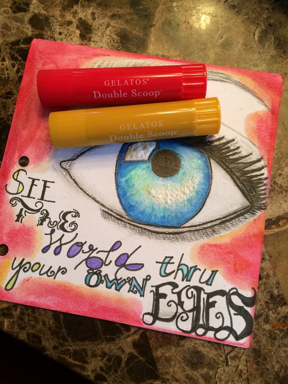 I then added my Gelato (R) Double Scoop (R) in Butterscotch to some of the edges of my red and blended it with a wet finger.