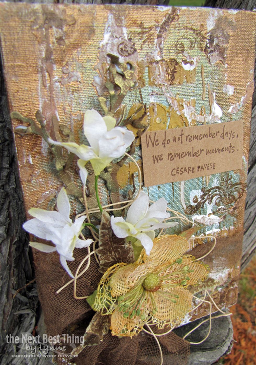 I then added Petaloo flowers and stamped verbage to round out my canvas.