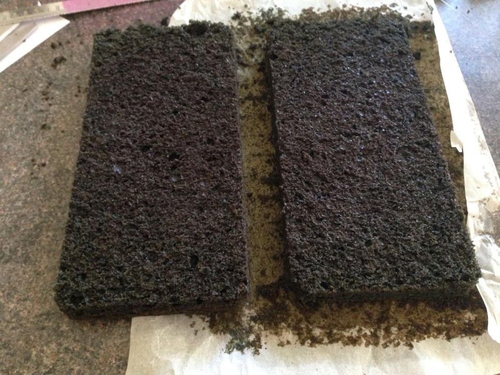 I then cut the cake in half.