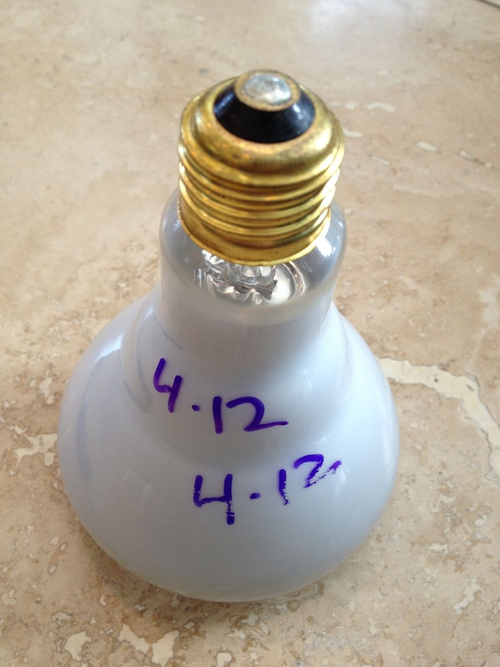 I then mark the month and year of the bulb I am installing. This way I can see how long it lasted when I replace it next.