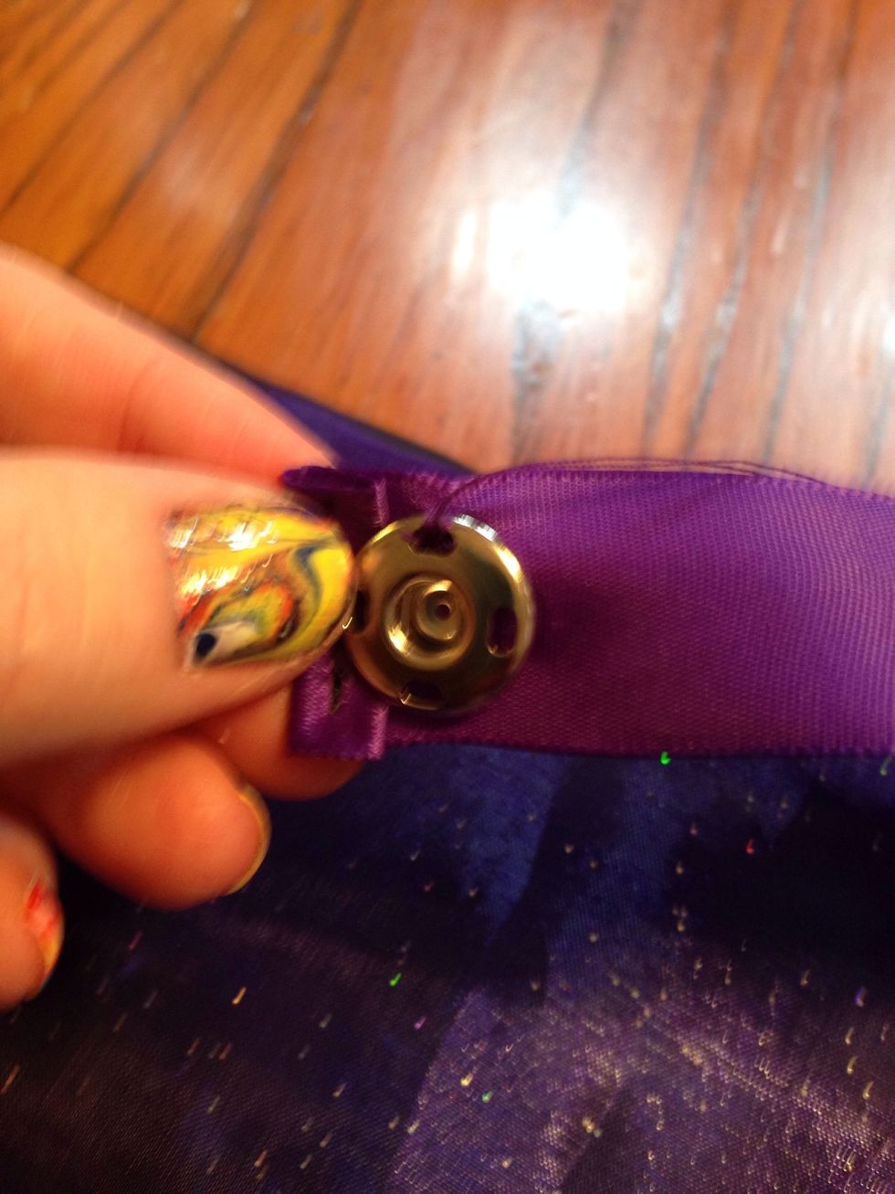 I then sewed a snap in place on both ends of the ribbon.