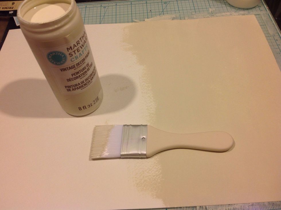 I then took a sheet of watercolor paper and painted it with a chalky vintage ivory paint.