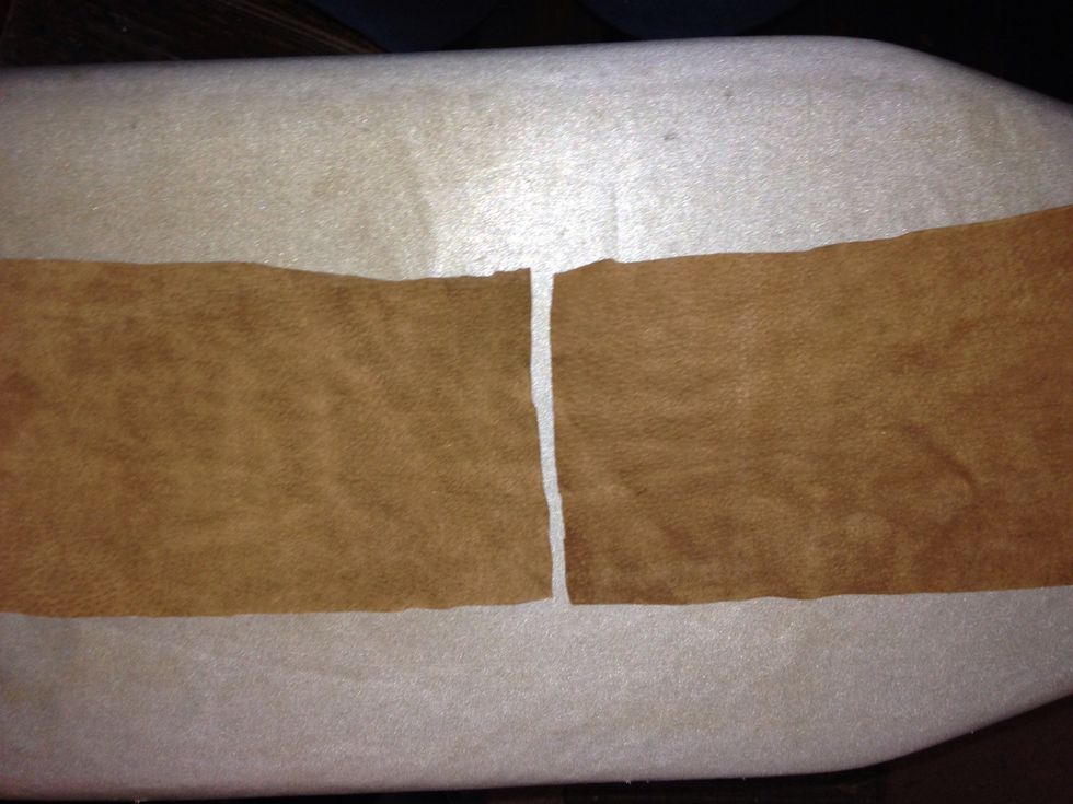 I then took my suede. It has been cut from an old skirt so I have to join two pieces to get the desired length.