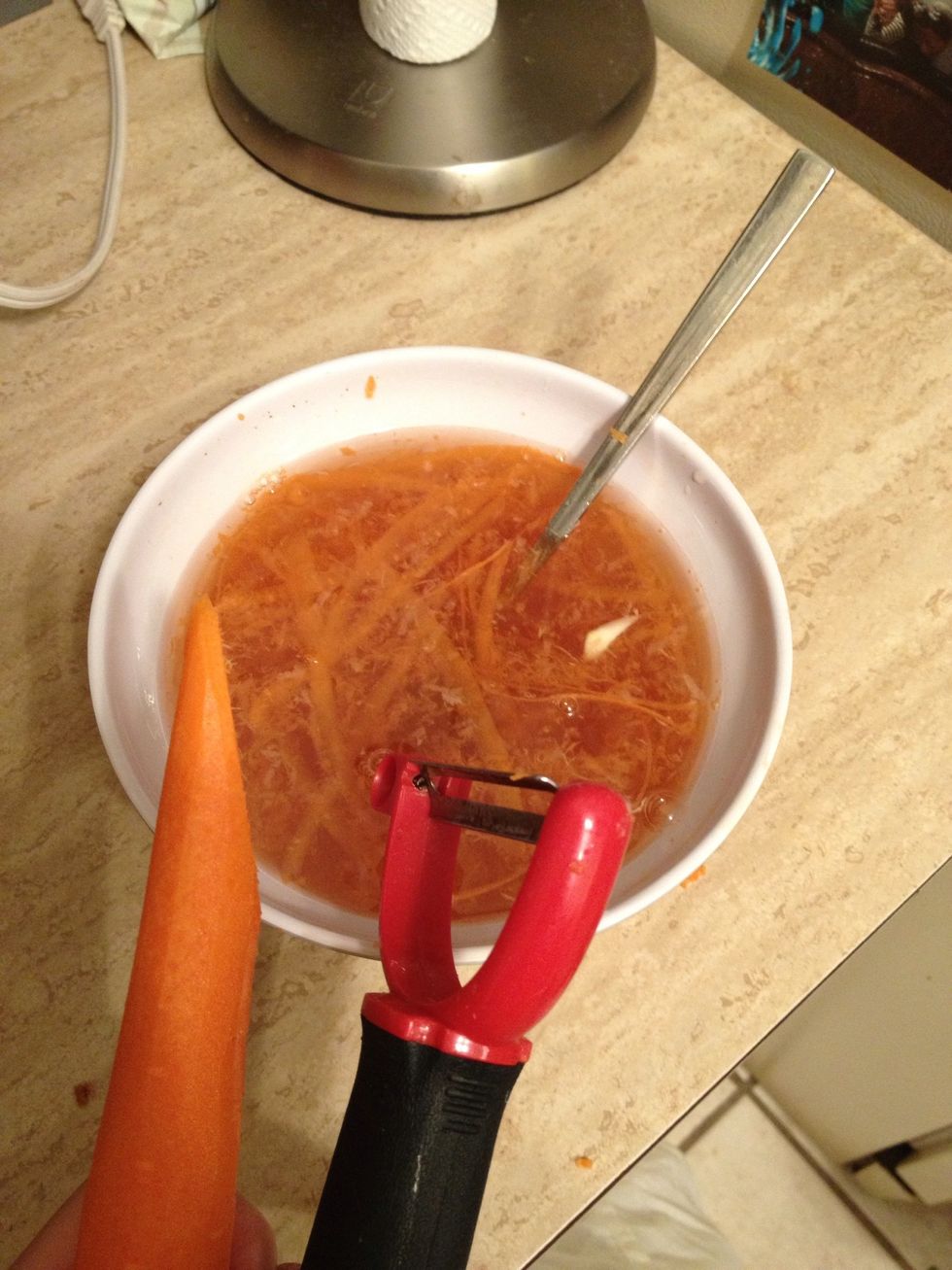 I then used a peeler for bigger strands. You don't need to do both. Whatever you like or skip altogether.