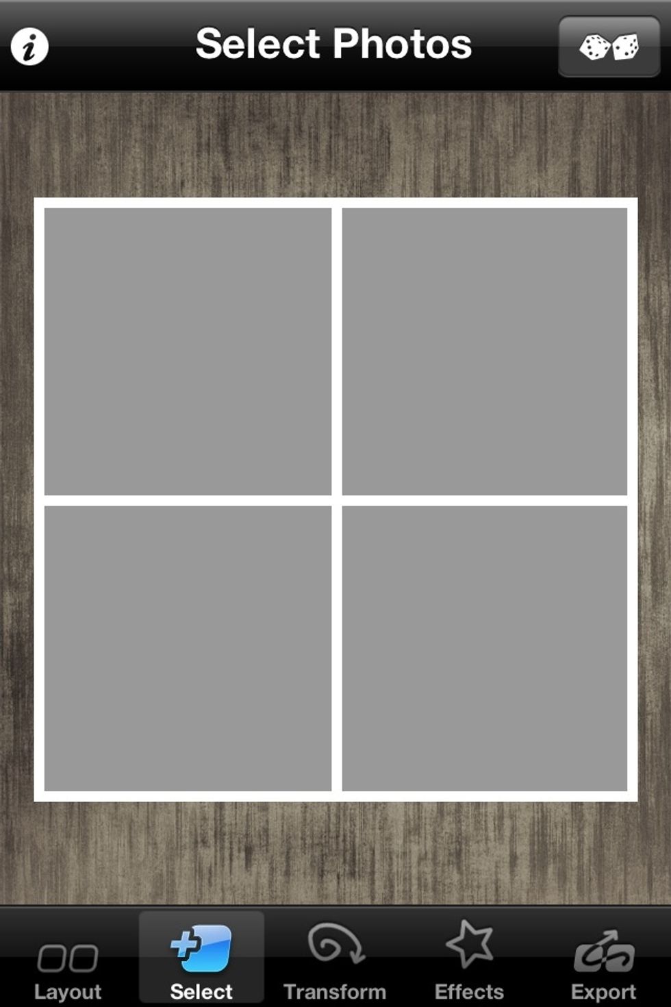 I then used this frame in Diptic app and loaded the same image in all 4 frames then rotated and mirrored to get this result