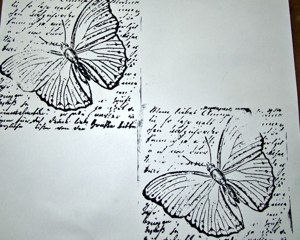 I then wanted my butterflies to be 3D so I stamped 2 more images on a different piece of cardstock.