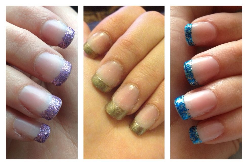 I think doing colourful and glittery tips are an easy pretty way to finish your nails