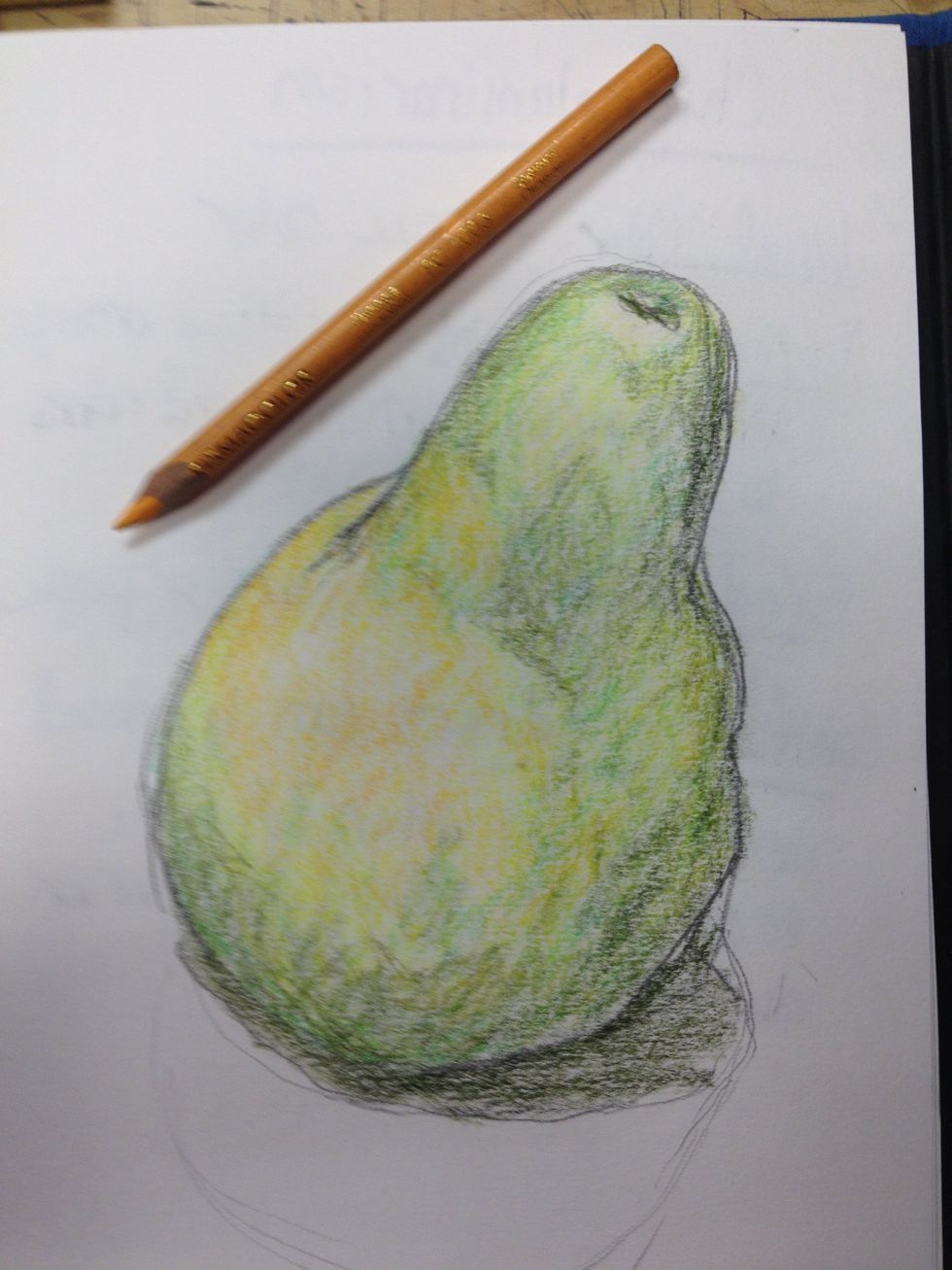 I thought it needed more yellow on the left side. Again, i am not trying to cover the previous layer, but I am trying to let the two layers play together. Remember optical mixing!