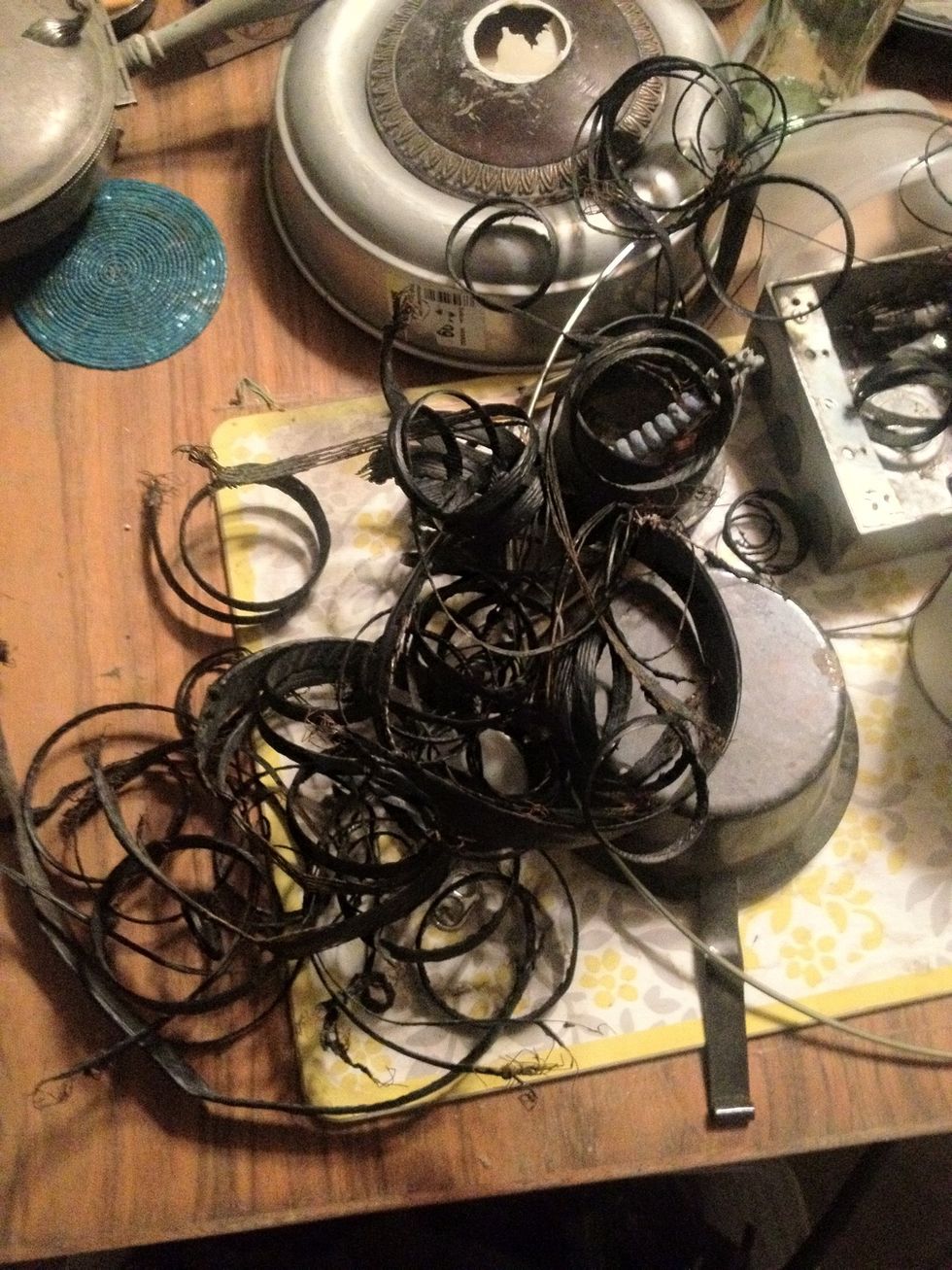 I thought tire would be cool to use. Little did I know that there is metal thread in tires and it takes quite a bit of work cleaning it up and removing. BUT it's totally cool in the end.