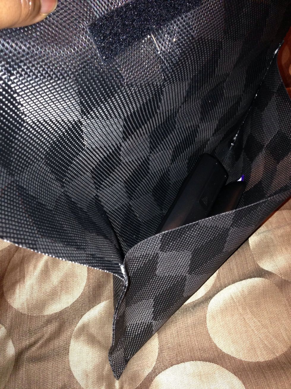 I threw my remotes in there just to see how it holds up & it did pretty well. Lots of room for all our girly necessities!! Great to carry to a party or a night out on the town!