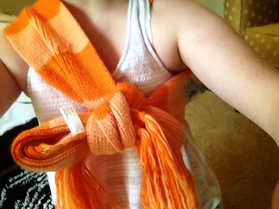 I tie a bow so it's more secure