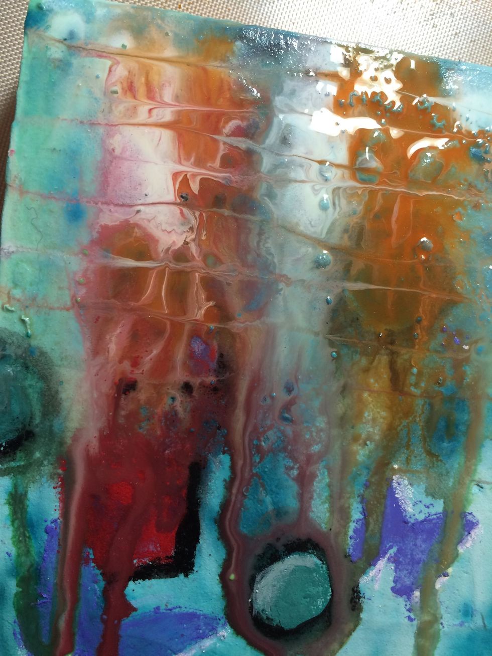 I took a skewer and made lines going horizontally across the drips.