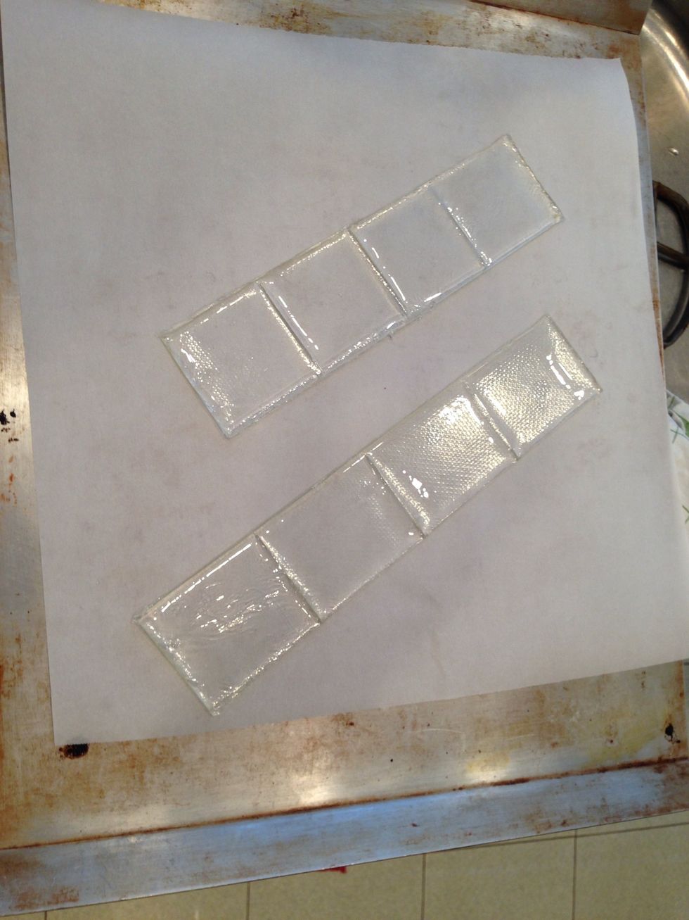 I took a thousand pics of these. I didn't know the shiny side of the silpats had a pattern. Otherwise, ours would've been perfectly clear. Next time.