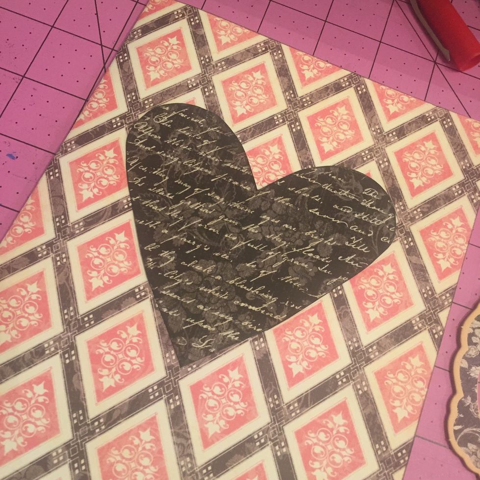 I tool the inside heart I cut out and used it on the front and my focal point- glue down