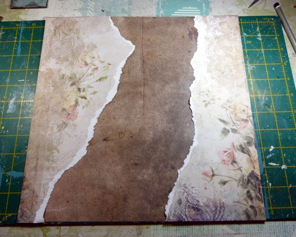 I tore the 'Contentment' paper as above and mounted it on the 'Serenity' paper.