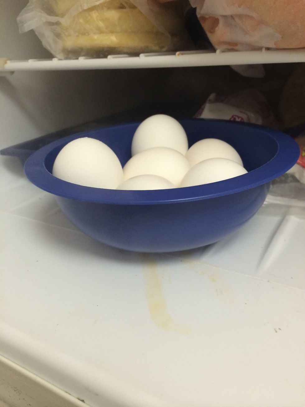 I toss the eggs in the freezer for a couple minutes just to cool them down so they can be handled easier!