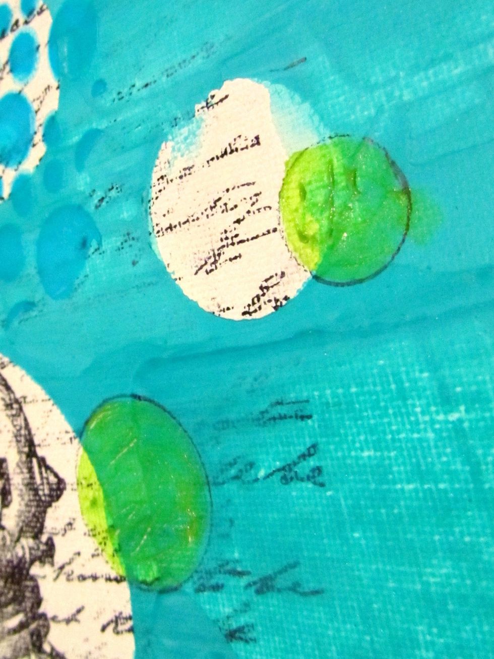 I traced a few circles and painted with Limeaid. I also did the same with the Lagoon, overlapping some.