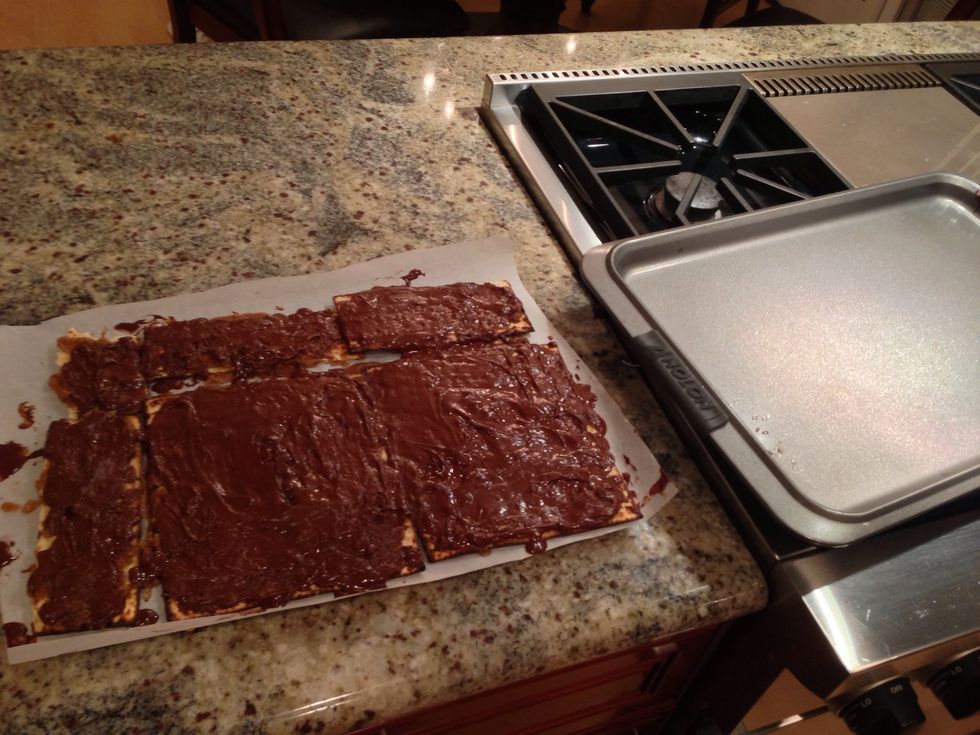 I transferred mine to a cooling rack. Not necessary but it feels good to do it. Let it cool at room temp for 30 minutes. Go watch an episode of New Girl or something.