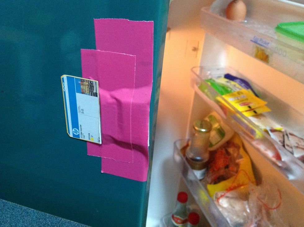 I tried to pull the cardboard to close the fridge door fully and use a tape to indicate the \u201cbest\u201d reach of the cardboard