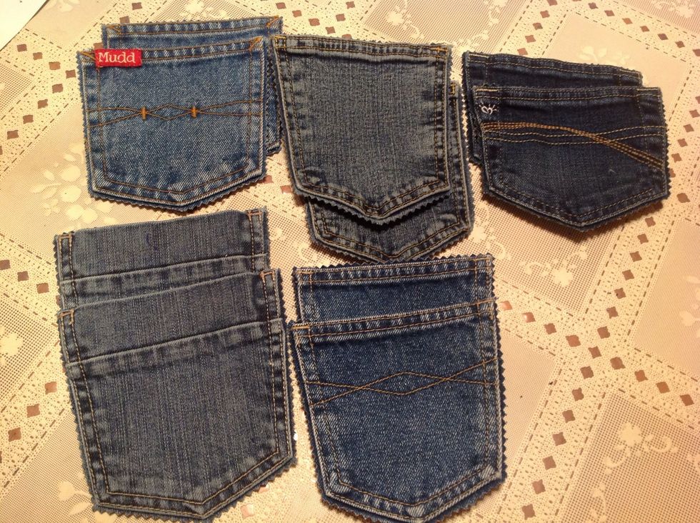 I trimmed these pockets with pinking shears because I liked that look. You can also use straight edged scissors