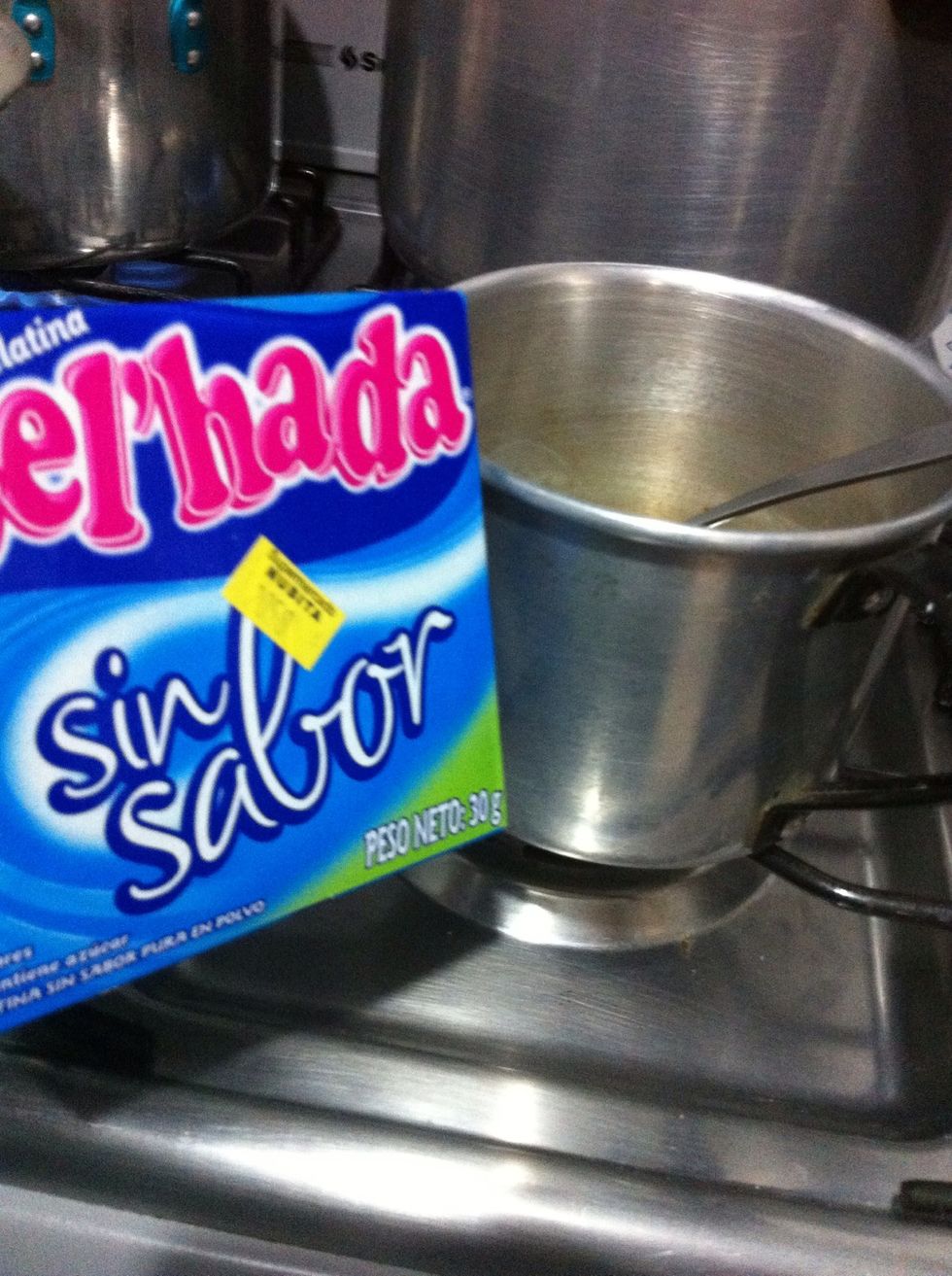 I use 2 packs of these unflavored gelatin (this box had like 4packs), put it into the container with cold water, the with low fire... Just few minutes until the gelatin is dissolved..