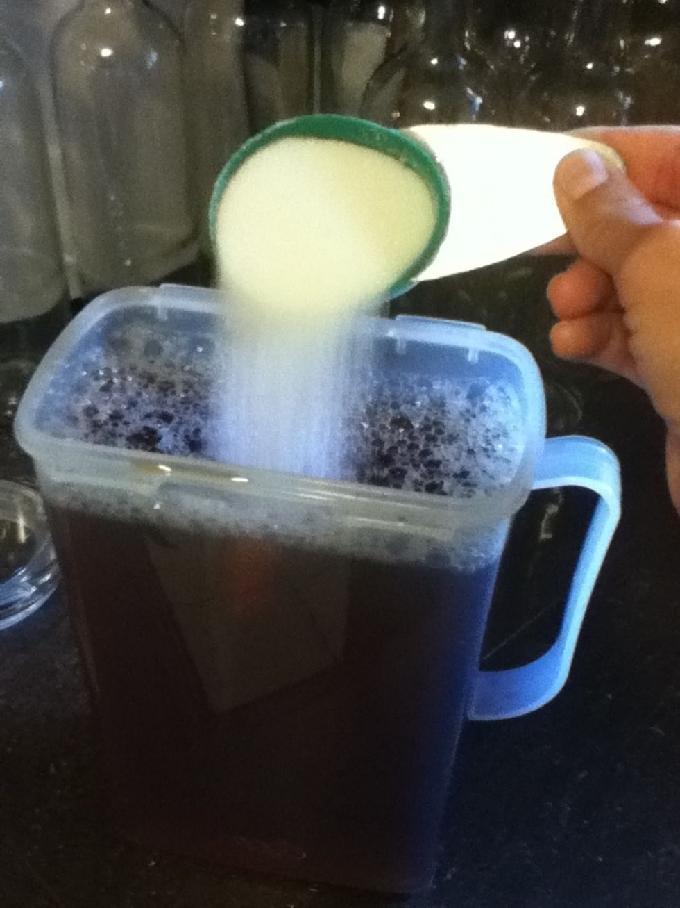 I use 3/4 C sugar. I like my tea sweet! You may add sugar to taste the way you like.