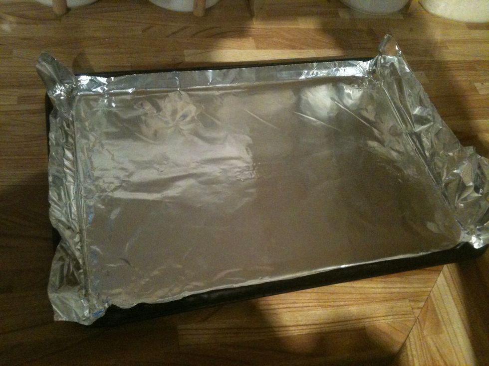 I use a cookie sheet (10 x 15) lined with foil.