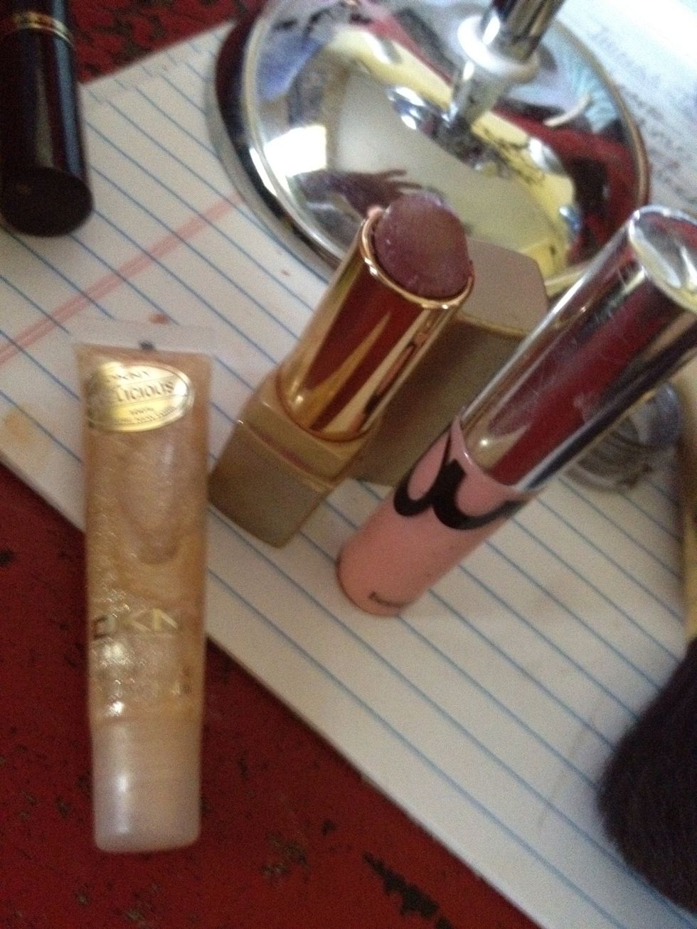 I use a lip stick and lip gloss