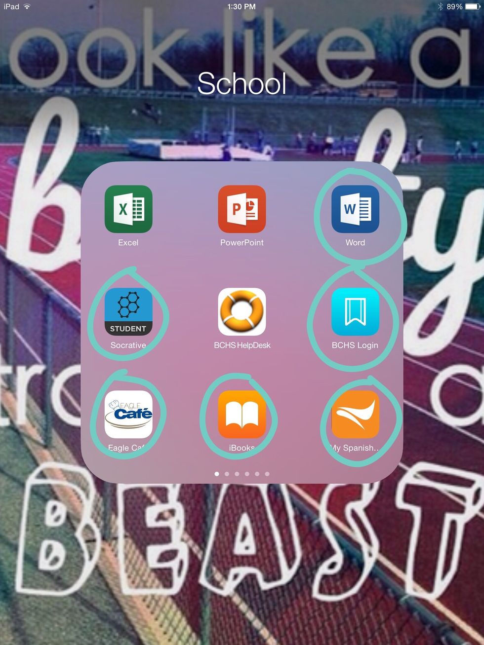 I use a lot of apps for school because half the time we are either typing a paper or doing homework so the main apps I use are word, I books,my Spanish software, my lunch ordering system, etc..