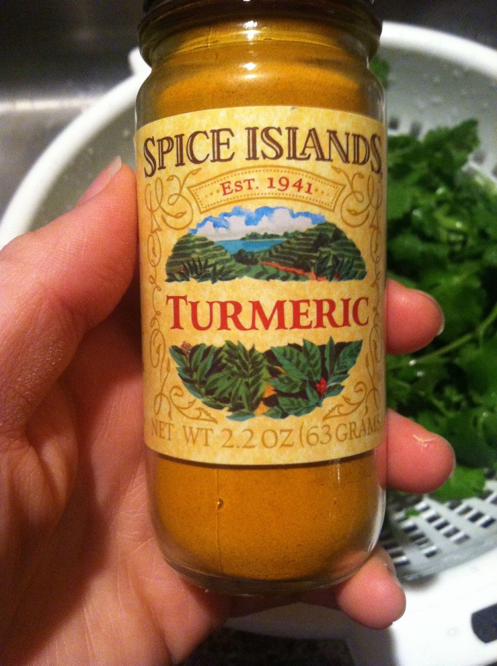 I use a lot of turmeric, at least 2 two table spoons. Use as much as you like-for your taste. Turmeric has many amazing health benefits. If you are not familiar, I encourage you to ask google.