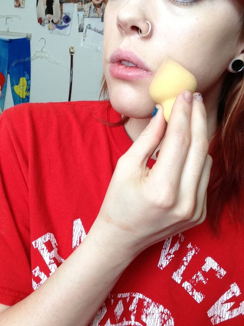 I use a non disposable sponge from Sephora to blend better/get any spots I missed.