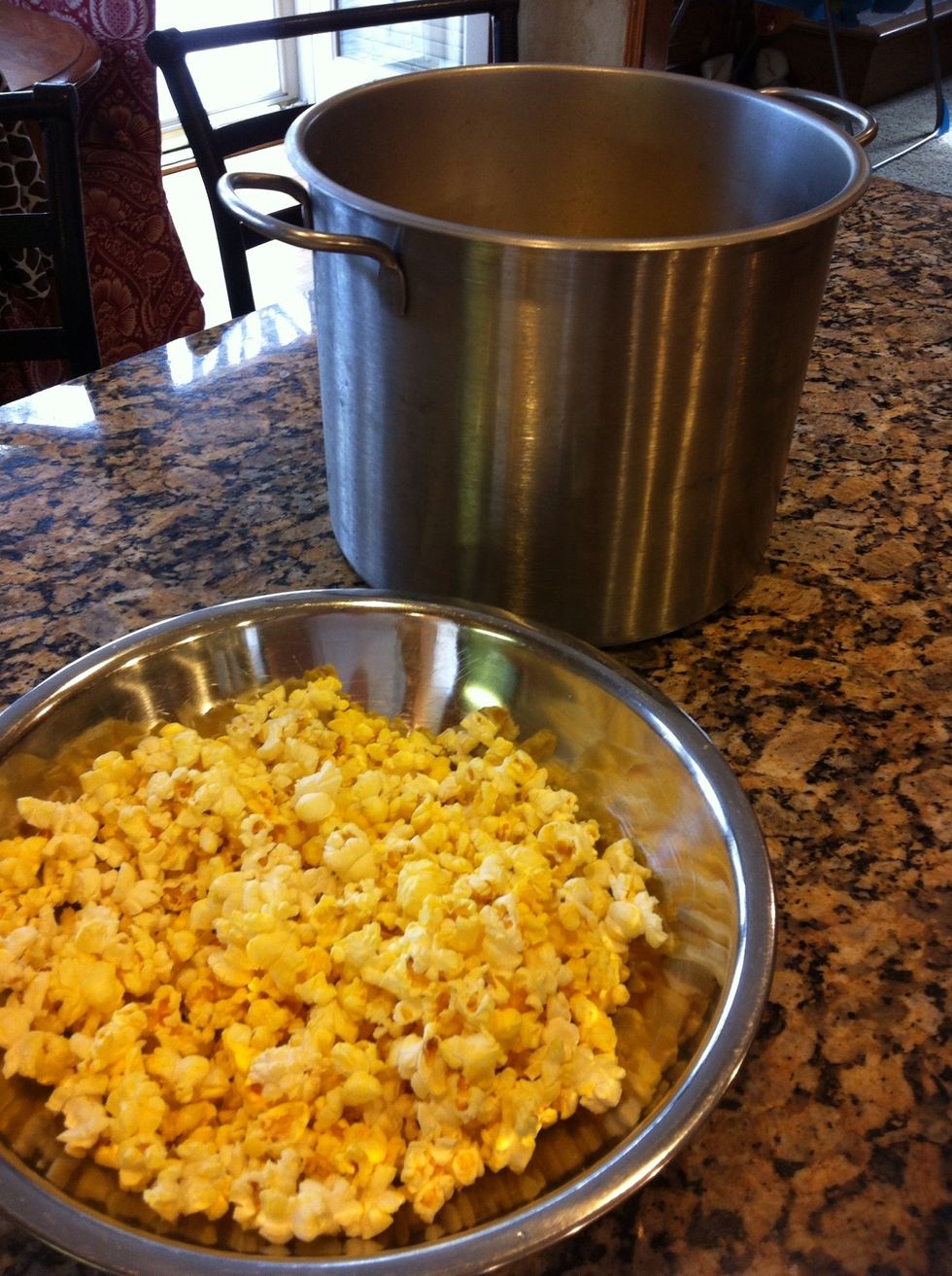I use a smaller bowl when you dividing it up. Make sure what you are stirring in is high and deep. It's a lot of corn and you don't want to make a huge mess