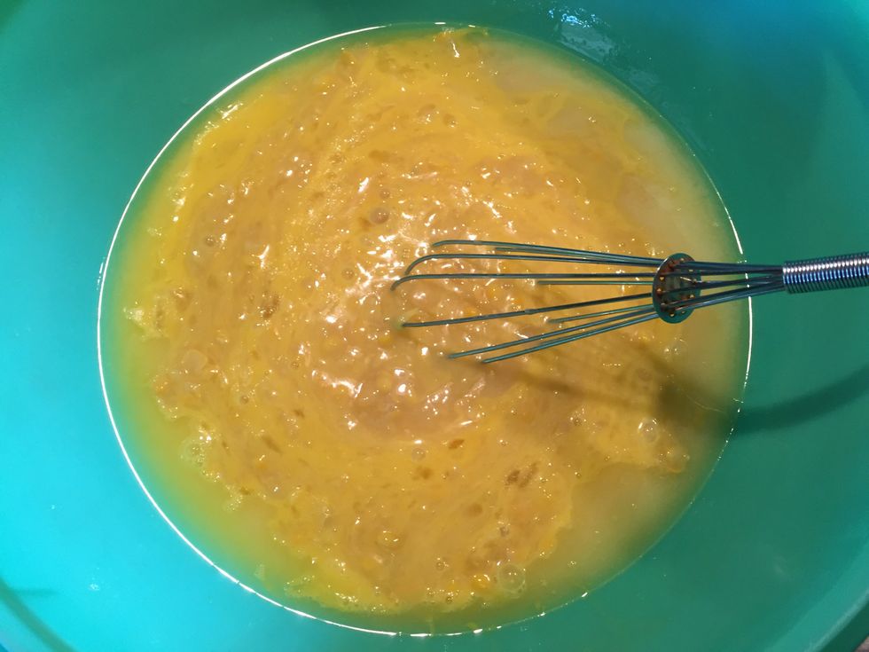 I use a wire whisk, to mix in the butter and the beaten eggs.