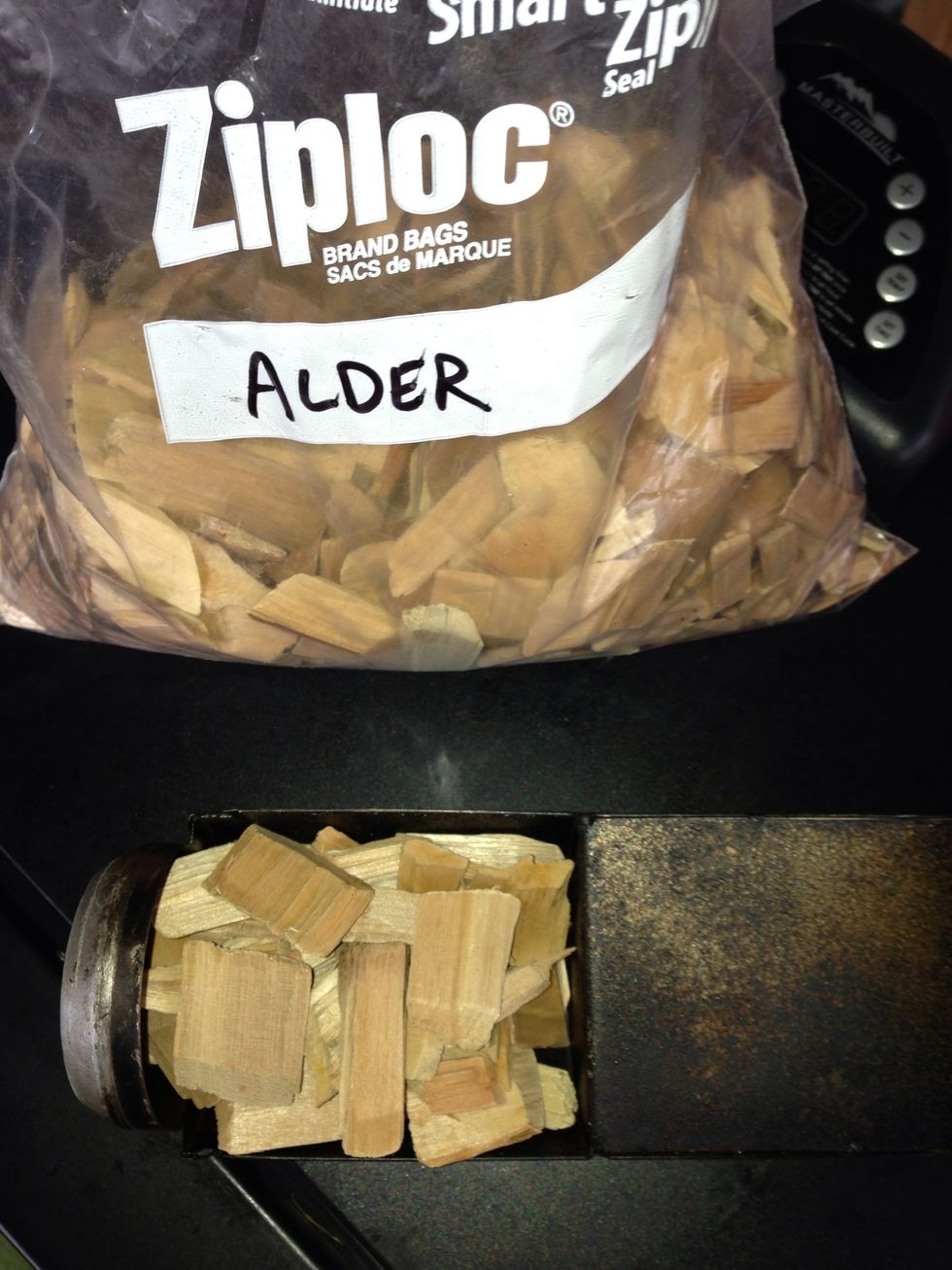 I use alder wood only for salmon. It's a lighter wood but penetrates well.