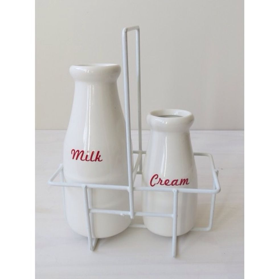 I use milk but cream will work too.