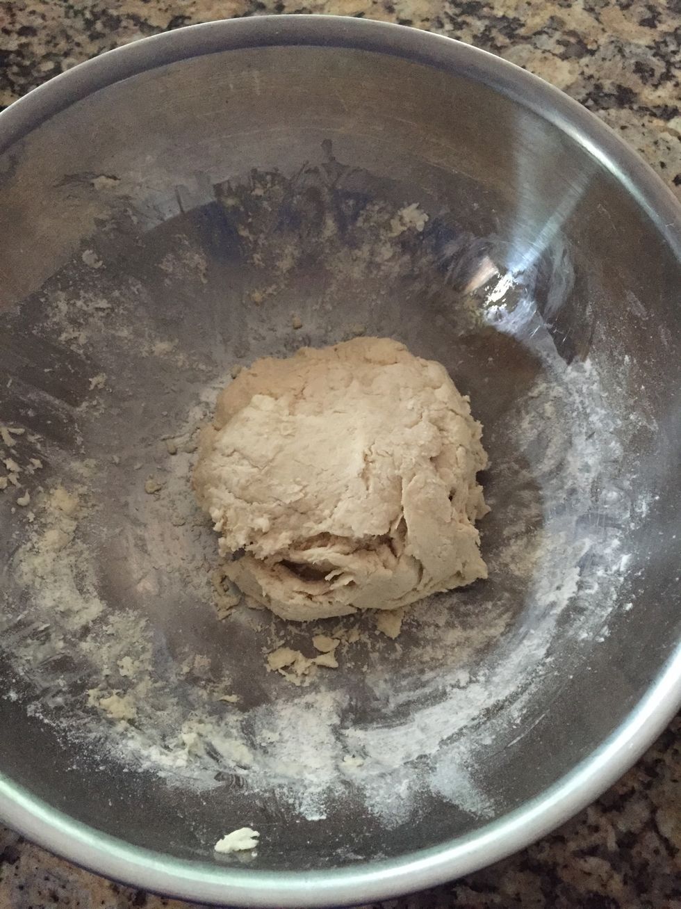 I use my hands to knead and pull together