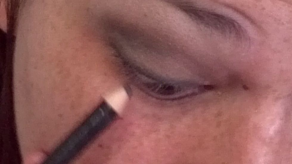 I use my pencil for waterline on top and bottom , I go along the whole eye but some like to only do half. You would also apply falsies at this point but I decided to skip today