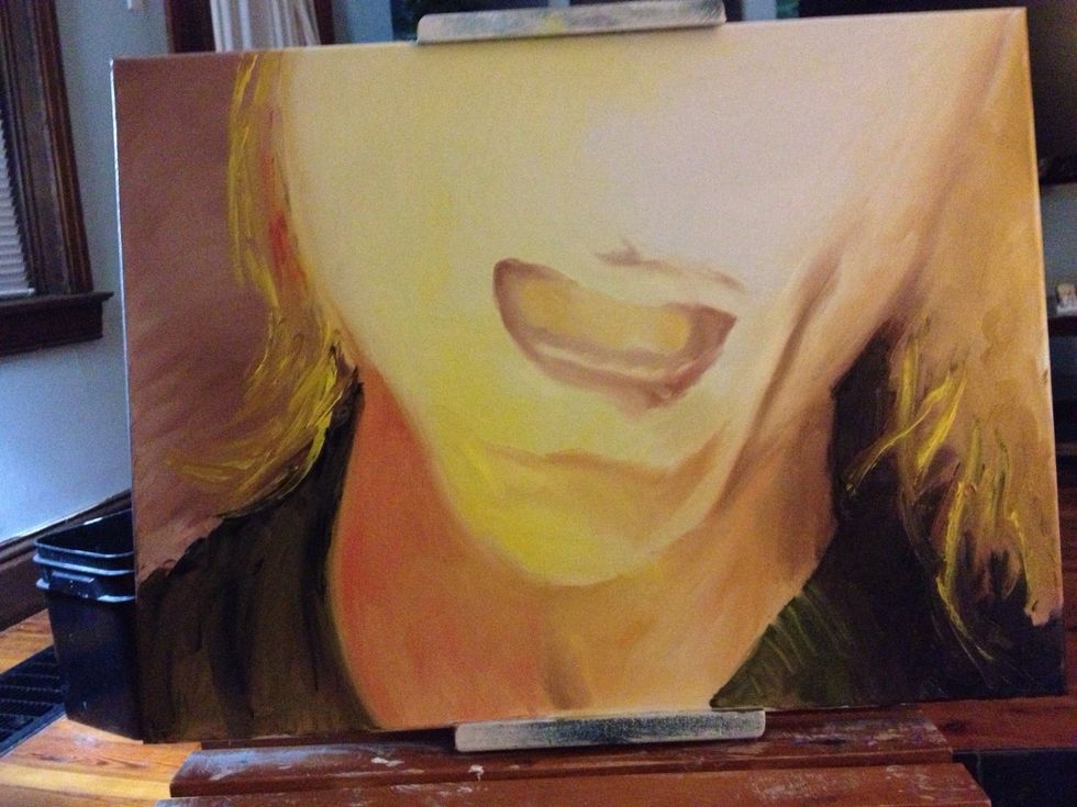 I use my pinky and the medium brown to get Kurt's mouth the way I want it. Remember,  less can be more in a painting. Don't kill yourself over each tooth.