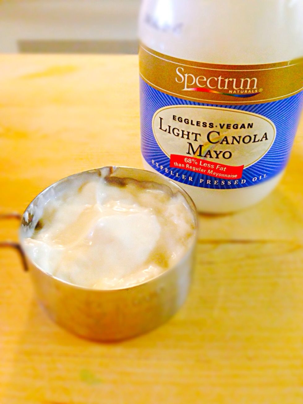 I use "Spectrum" eggless/vegan light canola mayo. It has great taste.