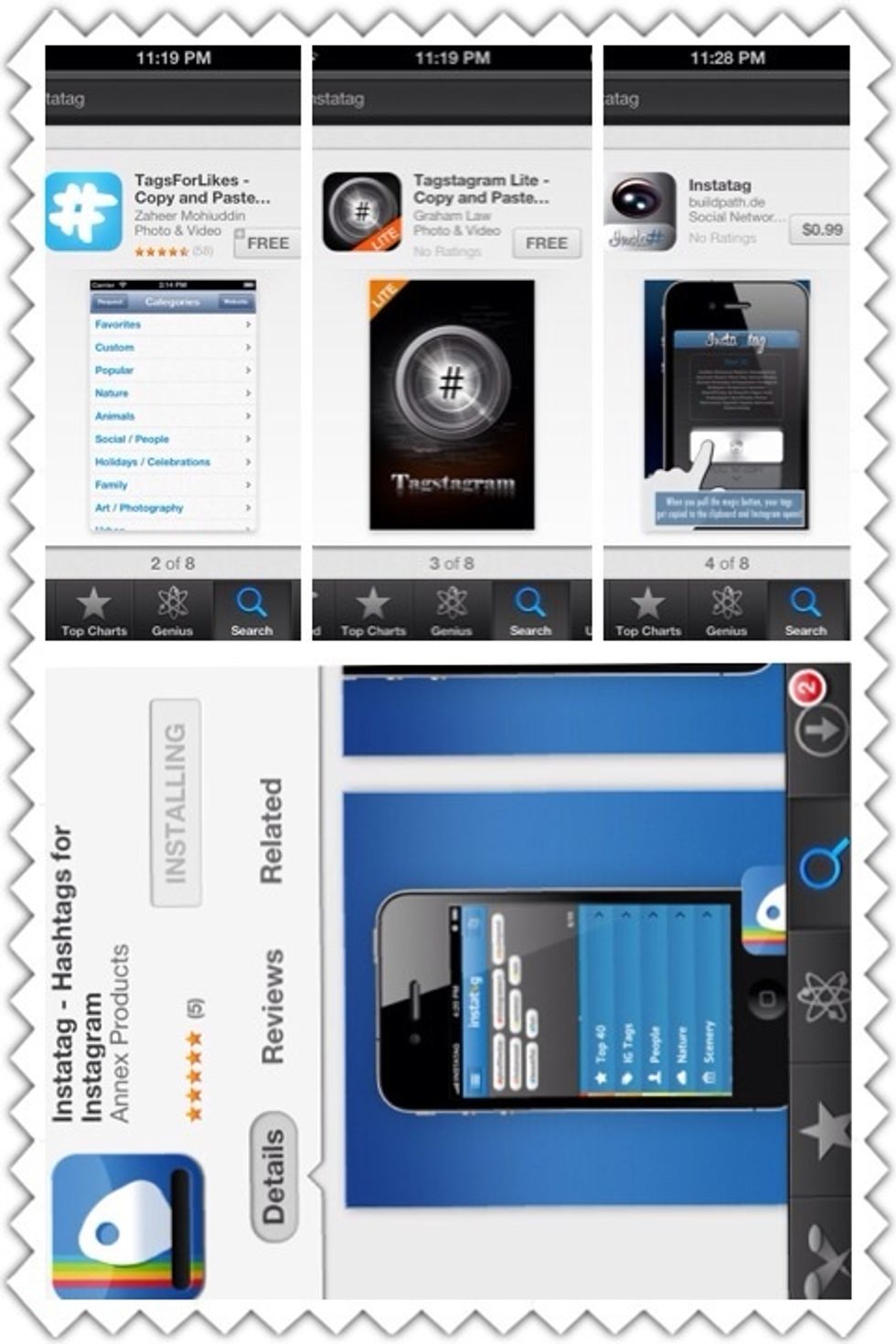 I use the bottom one instatag-hastags for instagram but there are more..