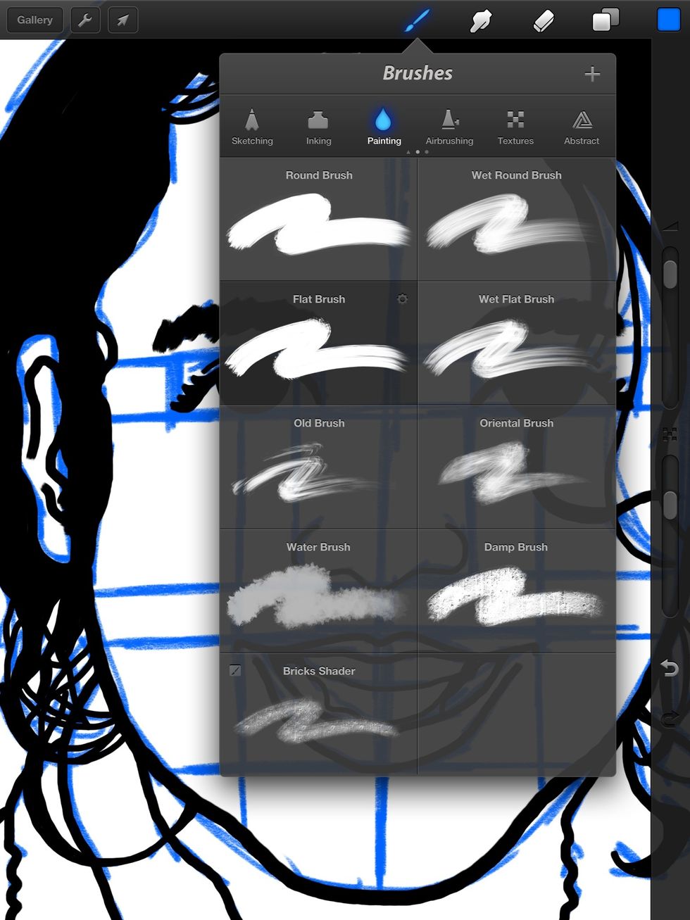 I use the Flat Brush for the hair so it has a fluid look.
