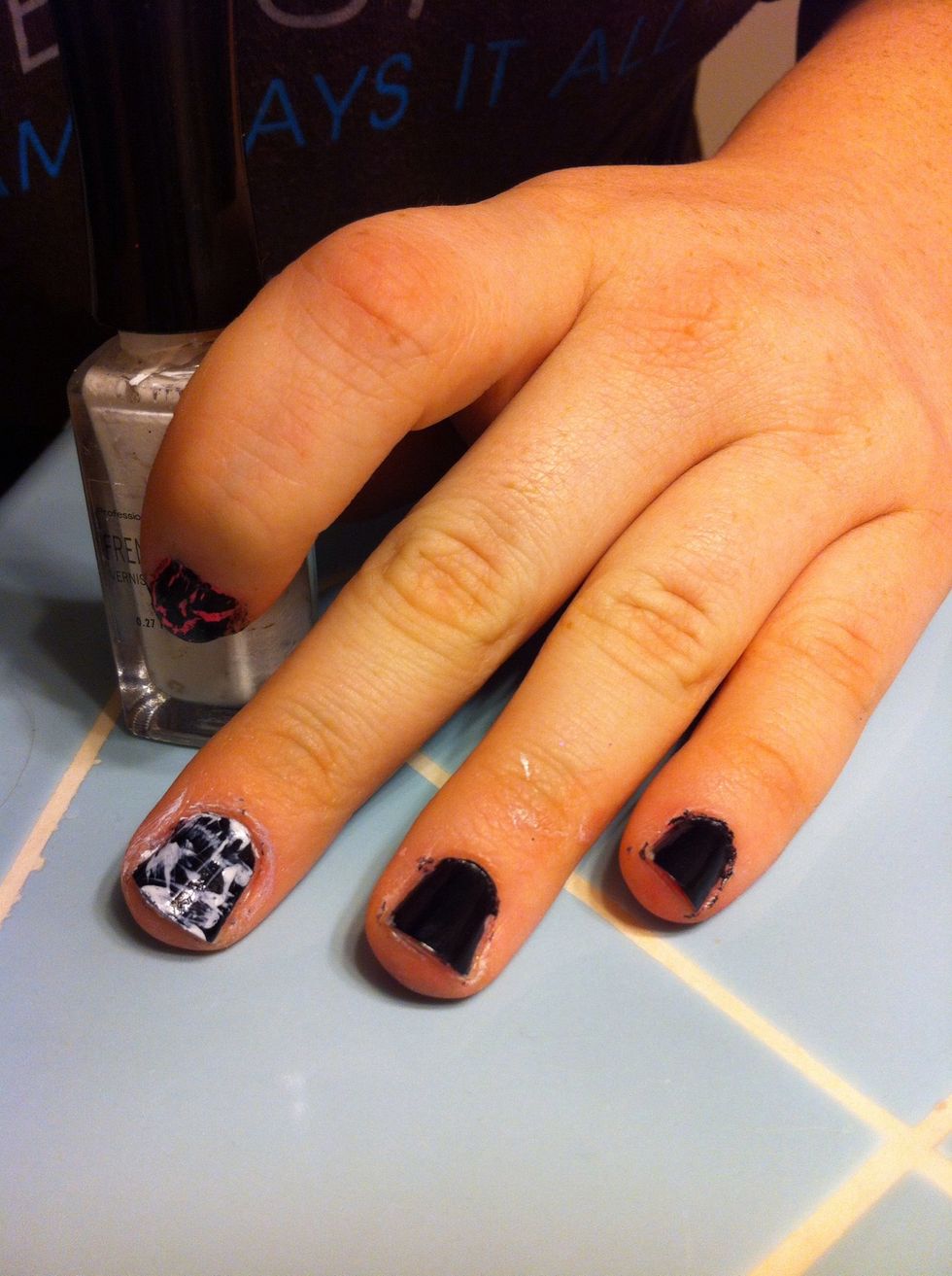 I used a black base coat so the white would stand out better