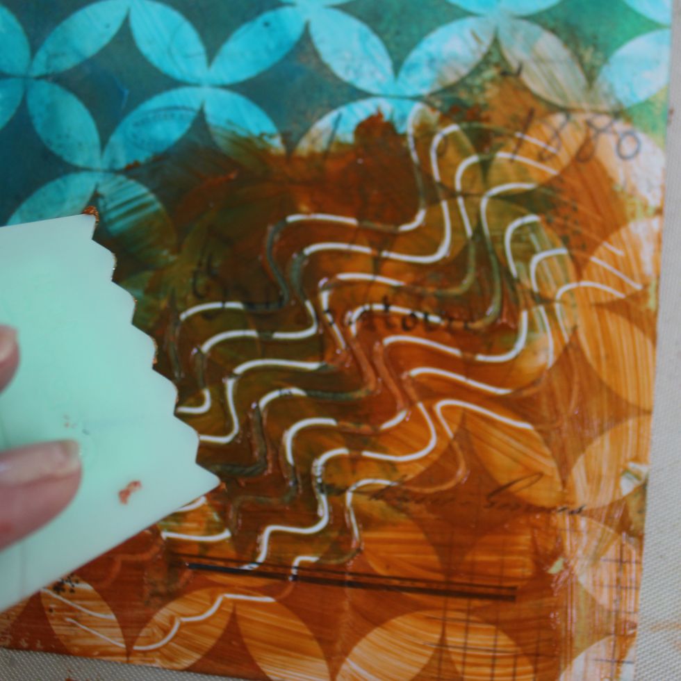 I used a Catalyst contour tool to add squiggles to some the areas I painted with the sorbet. You must do this immediately after applying the color. Our paints dry pretty quick.