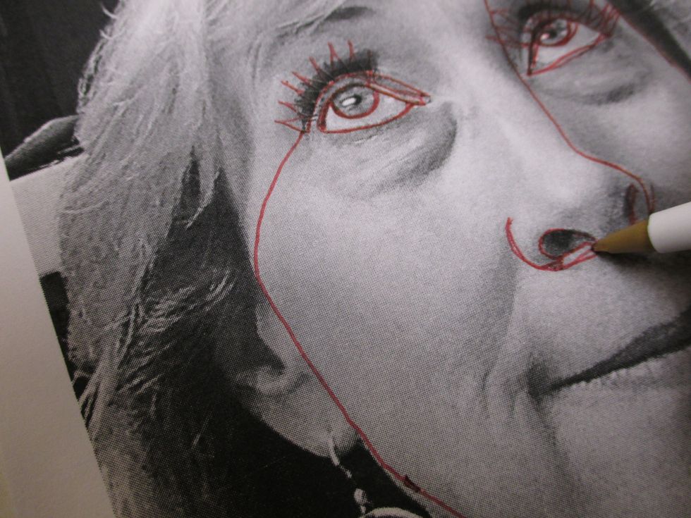 I used a continuous line drawing and exaggerated some things like my eyelashes.