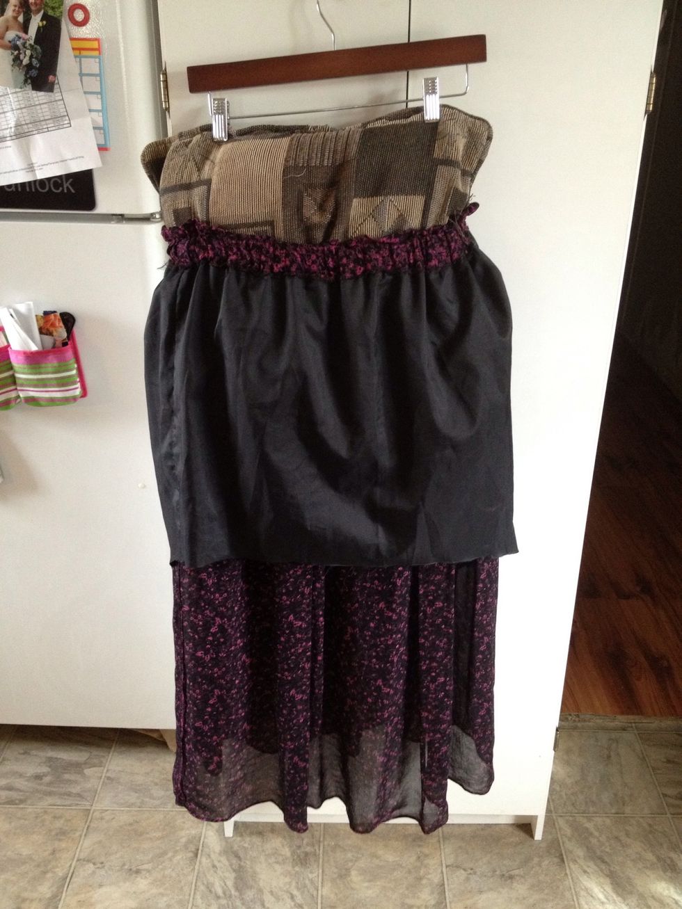 I used a fat couch pillow, and pants hanger. And putting the skirt on it. This helped the fabric fall naturally.