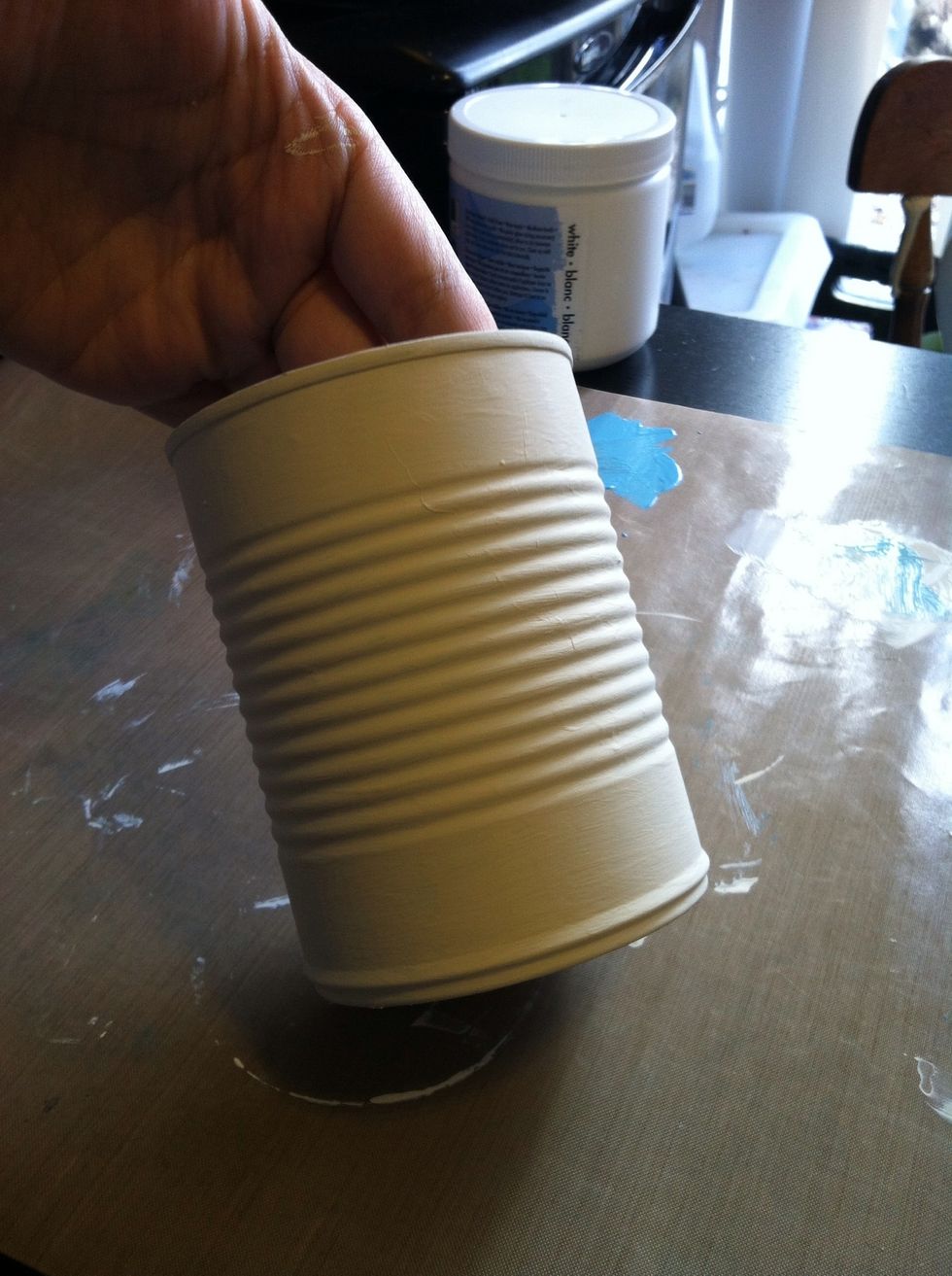 I used a foam brush so there really weren't any streaks. Don't forget to dry super well between coats! I also painted the bottom of the can!