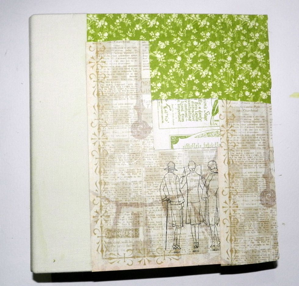 I used a G45 mixed media album and I glued rests of G45 papers on the cover.