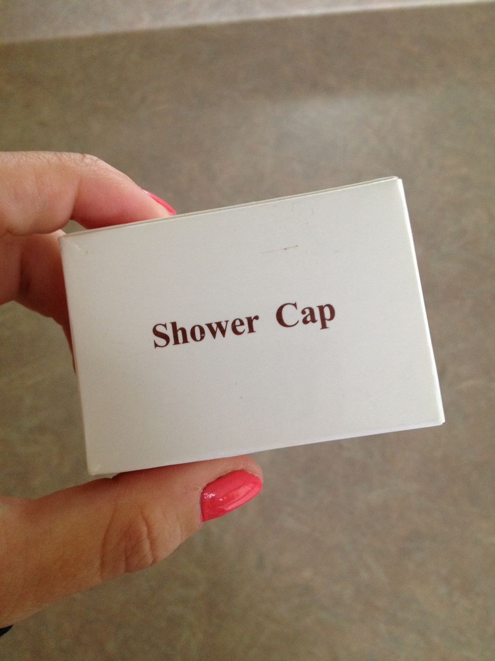 I used a hotel shower cap I had in my bathroom junk drawer, perfect! If you don't have one- I'd recommend a plastic grocery bag. That'd work just fine!